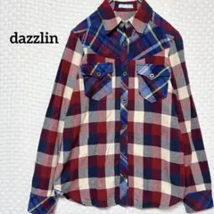 ダズリン dazzlin チェック柄ネルシャツ 長袖シャツ 赤×ネイビー