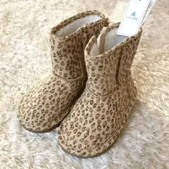 未使用 baby Gap レオパード柄 ムートン風 ブーツ 14cm ボア
