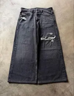 DIESEL D-RISE ワイドデニム ブラック W32 ダメージ加