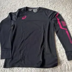 asics D2機能素材 ロングスリーブTシャツ ブラック/ピンク