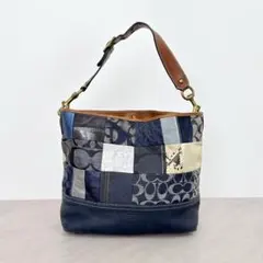COACH ワンショルダーバッグ デニム パッチワーク シグネチャー