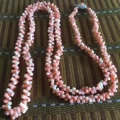 本珊瑚保証！ 全長124cm！枝グラデーションロングネックレス 美品 送料込