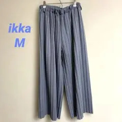 ikka アッシュグレー プリーツ ワイドパンツM 秋冬