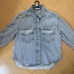 ZARA ダメージデニムシャツ ジャケット オーバーサイズ