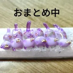 R-342】レジン道 猫 ホワイト系フラワー・てんとう虫柄 6匹セット 