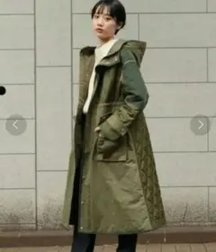 PAGEBOY キルティングカリフードコートキルティングジャケット　ロングコート