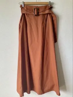 ロングスカート　テラコッタ　バックゴム入り