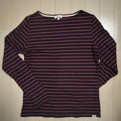 AIGLE 長袖 Tシャツ S ネイビー/レッドストライプ