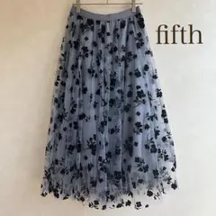 fifth フロッキーフレアロングスカート　花柄　チュールスカート