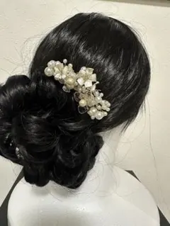 ハンドメイド/パールと花のヘアコーム/アクセサリー