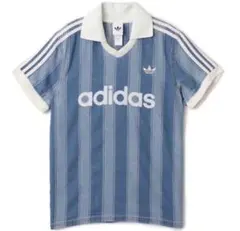 新品M⚪︎adidas デニム サッカー ジャージ Tシャツ ブルー - メルカリ