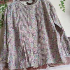 アフタヌーンティー リバティ 前開きノーカラーピンタックブラウス