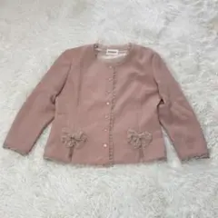 INGEBORG インゲボルグ リボン ノーカラージャケット ピンクのサムネイル