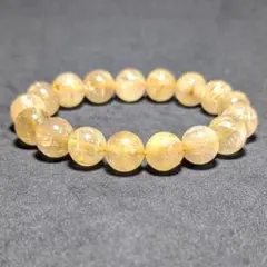 一点物【綺麗な金糸が内包する】ゴールド ルチル 数珠 ブレスレット 12ミリ