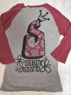 STUSSY ラグラン Tシャツ S クラウン ペイズリー デカロゴ 七分袖のサムネイル