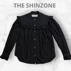 美品　THE SHINZONE コットンフリルブラウス　近年モデル　黒