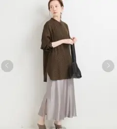 IENA イエナ バンドカラーシャツ レオパード ドット柄 茶