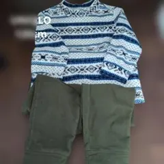 キッズ用フリースパジャマ 青と白の模様