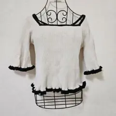 5分丈フレアニット