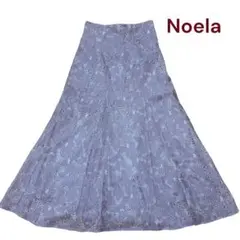 Noela ノエラ レース 刺繍 花柄 フレアスカート パープル ピンク