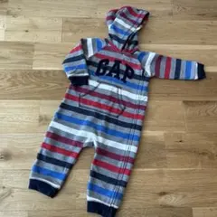babyGap 80 カバーオール　ロンパース　裏起毛　グレー　ストライプ