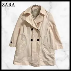 ZARA ZARATRF 薄ピンク ダブルブレスト トレンチコート Lサイズ