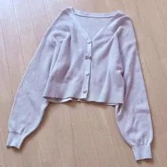 INGNI ショート丈Vネックいろいろ装飾ボタン畦ニットカーディガン