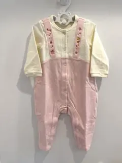 【美品】ミキハウス　カバーオール　80 うさぎ　花　ピンク