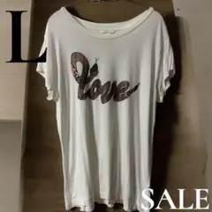 「即日発送」L ホワイトスネーク柄　半袖Tシャツ　カットソーオーバー