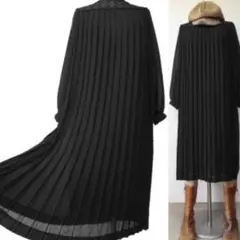 古着レトロ　黒プリーツワンピース60~70年代ヴィンテージ昭和フォーマル衣装式