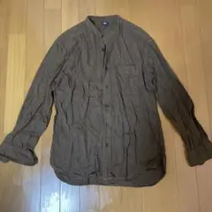 UNIQLO ユニクロ スタンドカラーシャツ ブラウン 長袖 Sサイズ