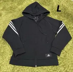 adidas レディース フルジップパーカー ジャージ 3本線 L