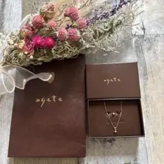 agete一粒ダイヤモンドネックレス&リングセット【美品】