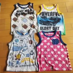 キッズ ノースリーブ タンクトップ 4枚セット 110 西松屋 HusHusHのサムネイル