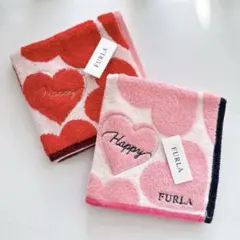 【 新品 未使用 】 FURLA フルラ タオルハンカチ 2枚セット ハート ②