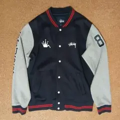 STUSSY スタジャン スウェット ネイビー グレー