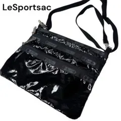 LeSportsac 3ZIPショルダー ブラックグリッター加工 ポシェット