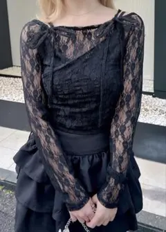GRL グレイル　オフショルダー　花柄レース　カシュクールトップス　Mサイズ