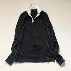 【美品】ポロラルフローレン ポロシャツ ビッグポニー ビーズ 長袖 黒 L