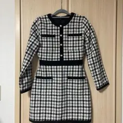 入学式卒業式にも◎激かわツイードワンピース/パールボタン新品未使用★