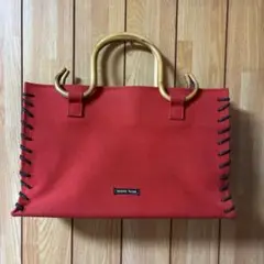 Samantha Thavasa レッド トートバッグ ハンドバッグ バンブー