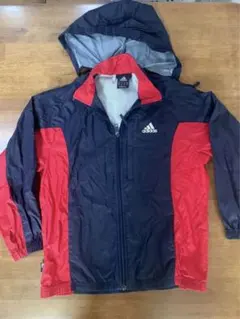 adidas ウインドブレーカーフード付き 赤・紺