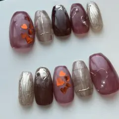 【サイズオーダー】バレンタイン　冬ネイル　ネイルチップ