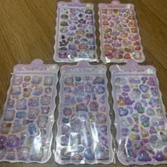 ぷくぷくシール 3D 立体　ボンボンドロップ風シール 5枚セット 手帳シール