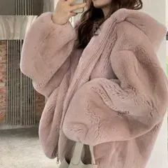 レディース ファー フェイクファー コート アウター パーカー フード 新品o