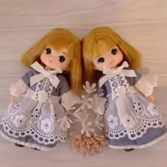 ミキちゃんマキちゃん アリス風ワンピース ブルーグレー＆ホワイト 2点セット