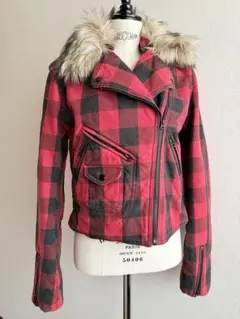 00s ラルフローレン デニム＆サプライ チェック ファー ライダース L