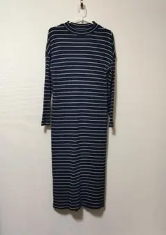 Ray BEAMS ネイビー・ホワイトストライプ ロングワンピース