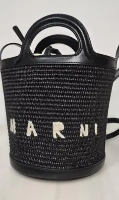 【美品】マルニ　TROPICALIA BASKET BAG SMALL 黒のサムネイル