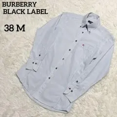 バーバリーブラックレーベル 長袖シャツ ストライプ ホースロゴ刺繍 38 M相当